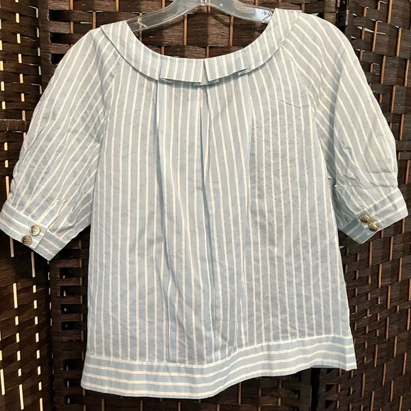 NWT LEIFSDOTTIR Anthropologie Nautical Pinstripe Top Size 6 - Picture 2 of 13